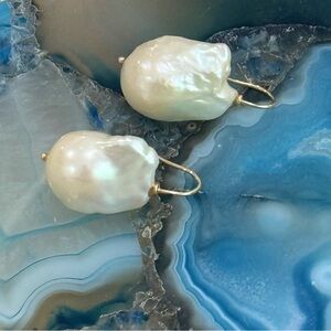 Australian South Sea Baroque Pearl Earrings with 18K Gold French Hooks